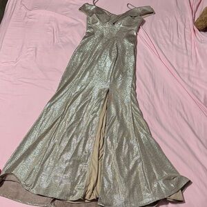 Elegant Silver/Gold Evening Gown
